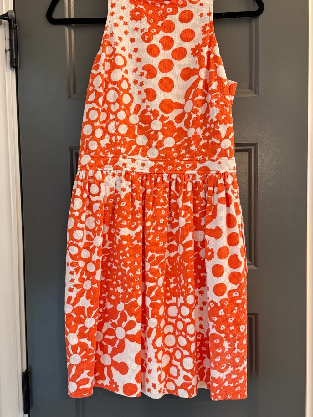 Trina Turk Orange and White Floral summer Sleeveless Dress